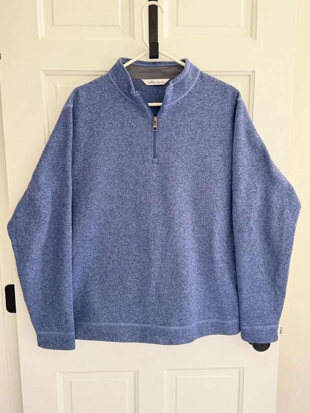 Peter Millar Crown Sweater Fleece 1/4 Zip Pullover Blue Large Golf